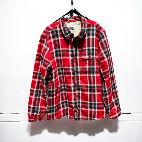 🌻NEW w/tags The North Face Campshire Red & Black Plaid Shirt Shacket Size Large